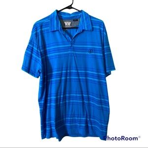 Volcom Men’s Striped Polo Shirt - Size XL Blue ⭐️
